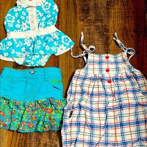 3 pieces size 12 months cute for summer swim, skirt,romper